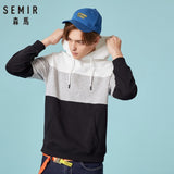 SEMIR Men Retro Color Block Hooded Sweatshirt
